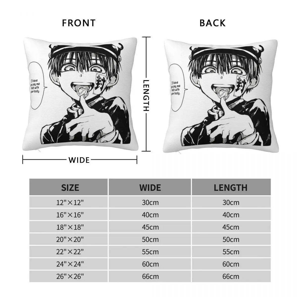 Toilet Bound Hanako Kun Square Pillowcase Polyester Linen Velvet Printed Zip Decor Throw Pillow Case Sofa Cushion Cover 18