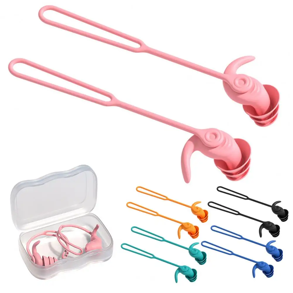 Noise-reducing Earplugs Silicone Swimming Earplugs Set with 360° Rotating Cord Ergonomic Waterproof Noise Reduction for Men