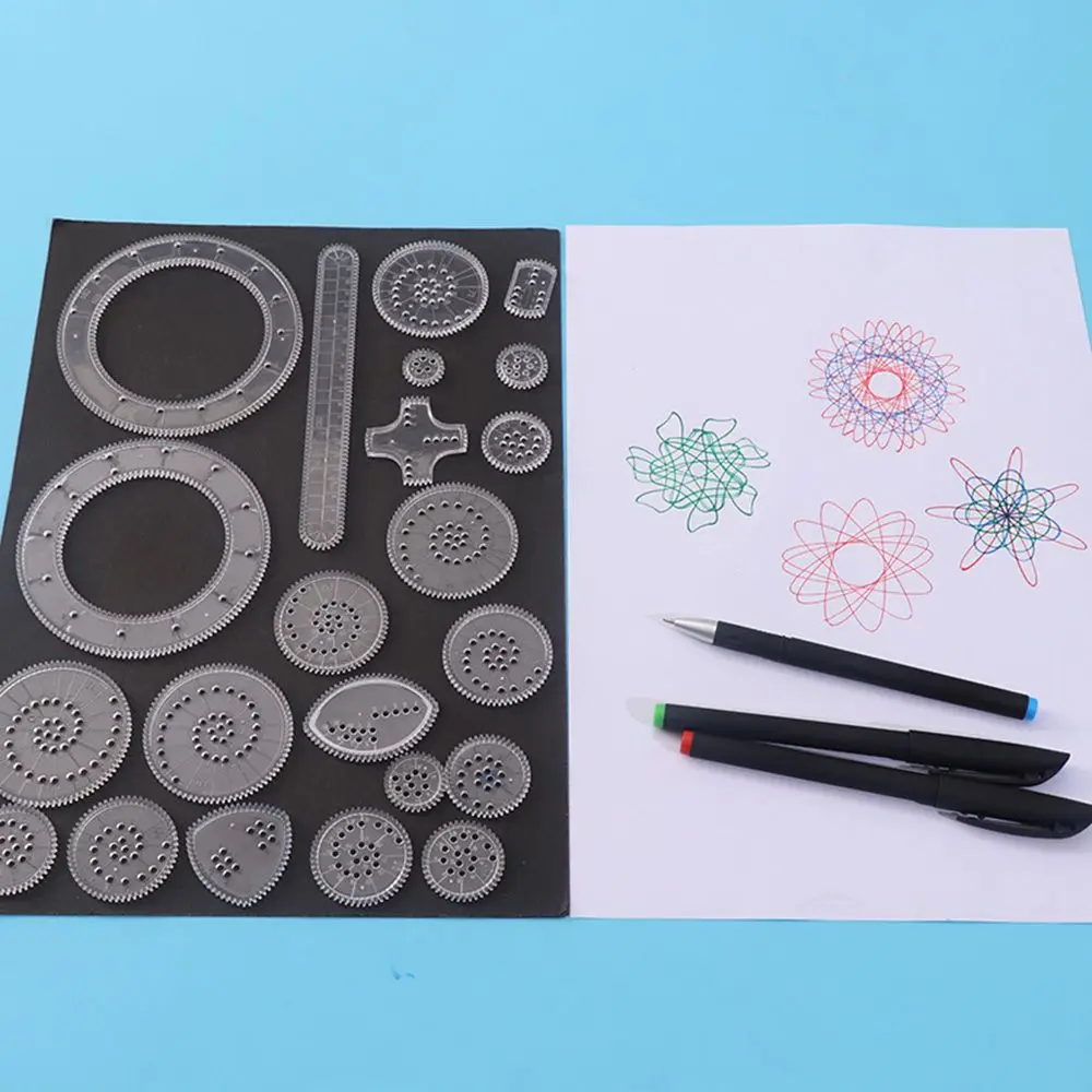 22 Stuks Nieuwe Educatieve Leren Spirograaf Tekening Speelgoed Geometrische Liniaal Kinderen Speelgoed In Elkaar Grijpende Tandwielen