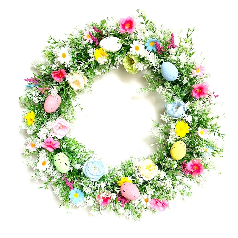

Easter Wreath With Pastel Eggs For Front Door Spring Assorted Twigs Flowers Decorations Colorful Indoor Home Decor 55 X 55Cm