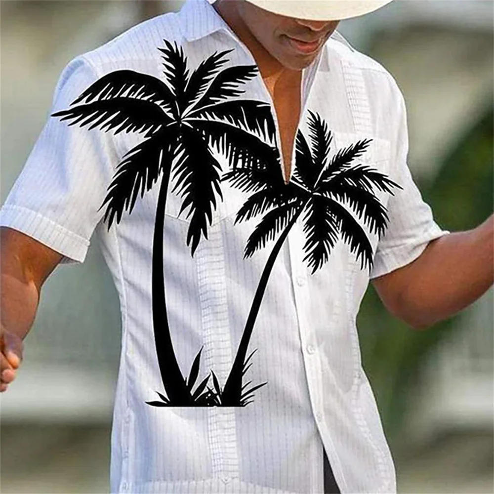 Men\'s Shirt Coconut Tree Beach Vacation Party Summer Shirt Men\'s Hawaiian Shirts Casual Fashion Street Short Sleeves Tops