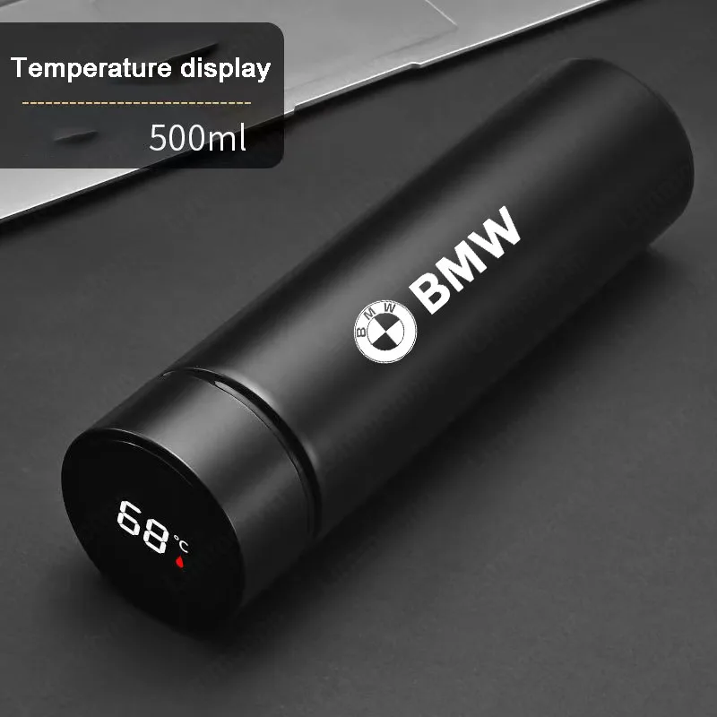 

500ML Temperature Display Thermos Cup For BMW 1 3 5 Series F30 E60 E46 E90 F10 E30 X3 X5 Stainless Steel Divided Thermos Bottle