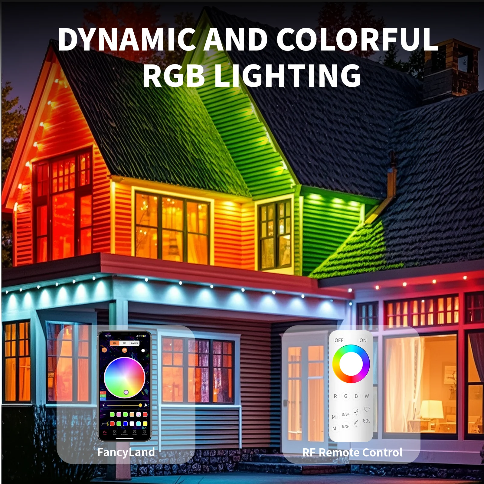 

Перманентный карниз LED Smart Outdoor RGB Blueto Светодиодный светильник для дома с дистанционным управлением Полный дом Карниз Свет Вечеринка Рождество Праздник Деко