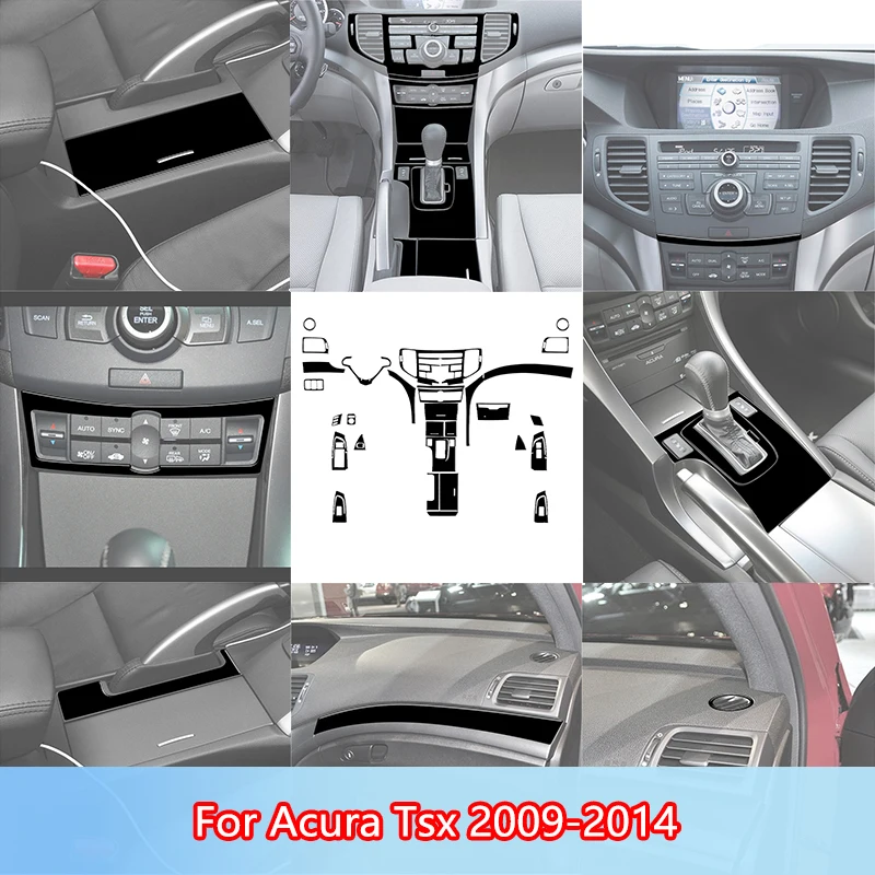 Brand New ABS Gloss Black Stickers For Acura Tsx 2009 2010 2011 2012 2013 2014 Car Interior Accessories