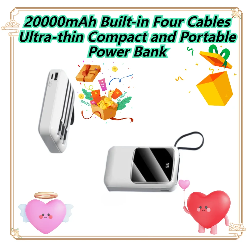 

20000mAh Built-in Four Cables Ultra-thin Compact and Portable Power Bank