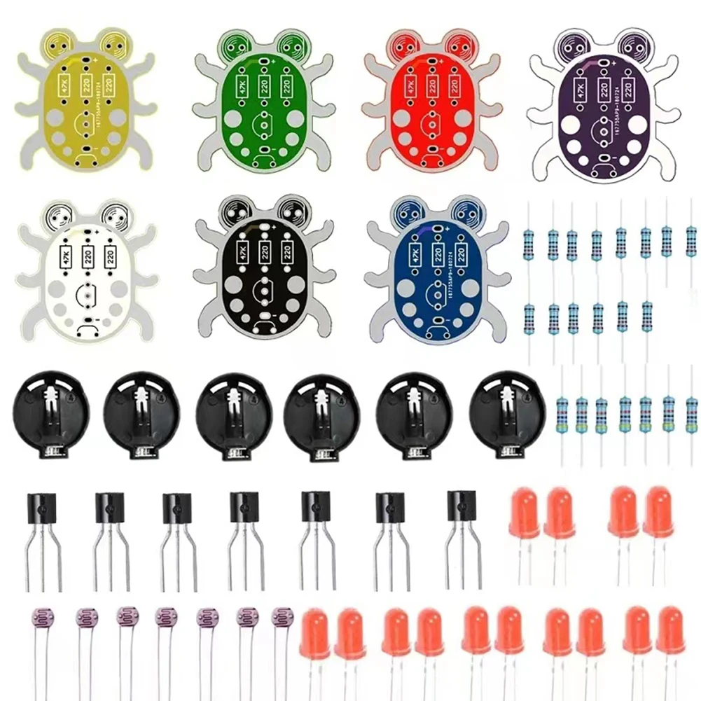 

Weevil Beetle Light UP Eyes PCB Kit Learn To Solder Kits Soldering Kit with 2 LEDs Red Yellow Green White Blue Black Purple