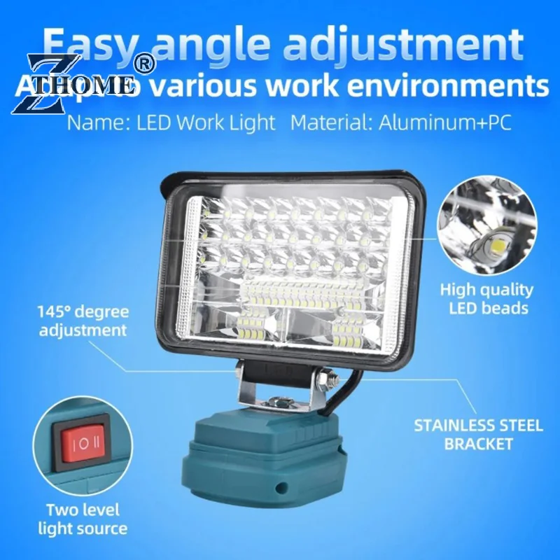 For Makita 18V Li-ion Battery LED Work Light 3/4/6/8 Inch Flashlight Portable Emergency Flood Lamp Camping Lamp