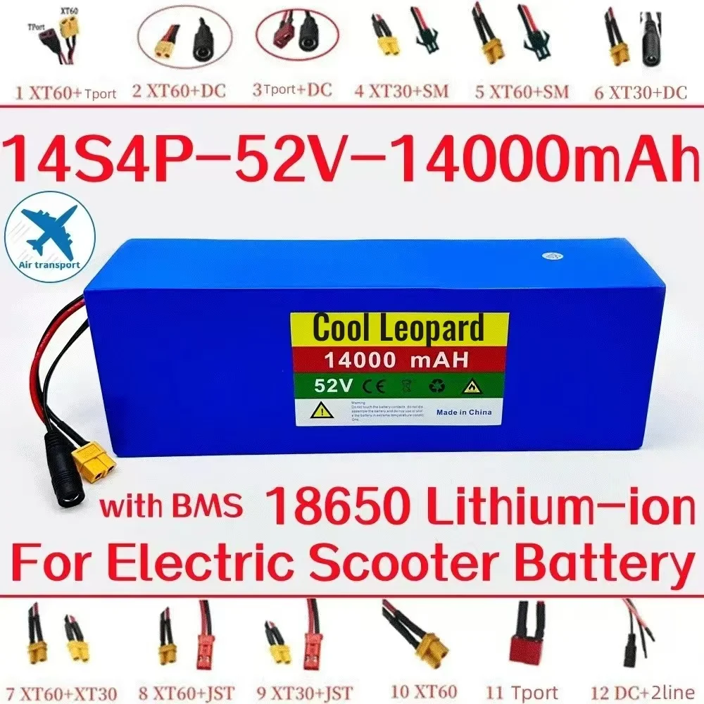 2025 New  52V 14S4P 14Ah 14000mAh 18650 1500W  Rechargeable Lithium Battery Pack Suitable  for Balance Cars Electric  Scooters