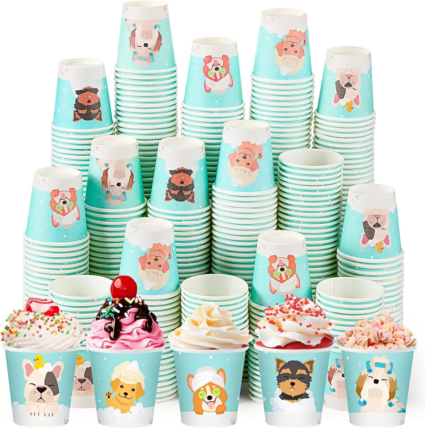 

500 Pack 3 oz Paper Cups Disposable Bathroom Small Mouthwash Animal Beverage Drinking Cups for Home, Office, Travel, Par