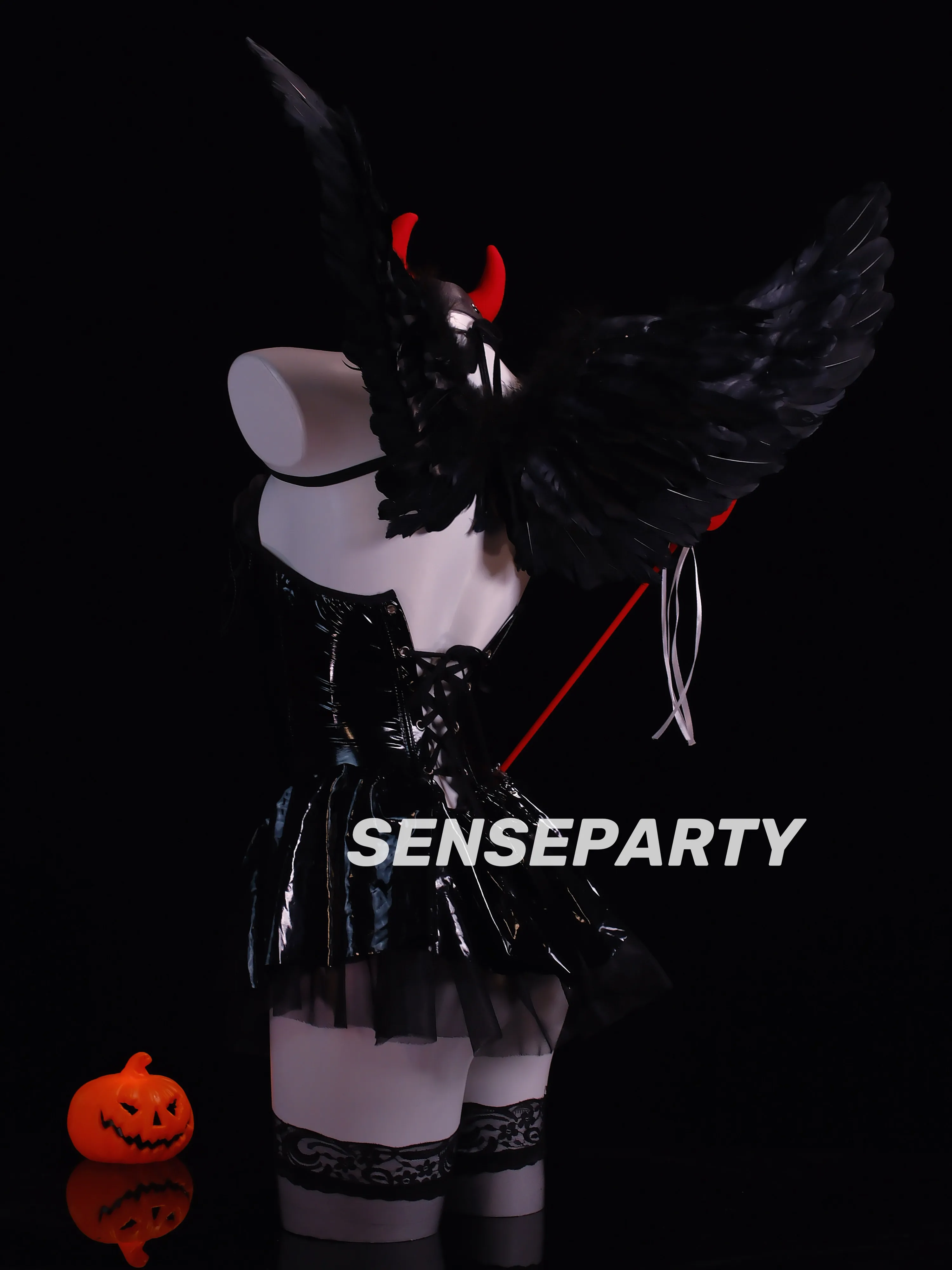 Sensory Party Little Seductive Demon Sexy Little Devil Halloween Costume Set Leather Skin Intimate