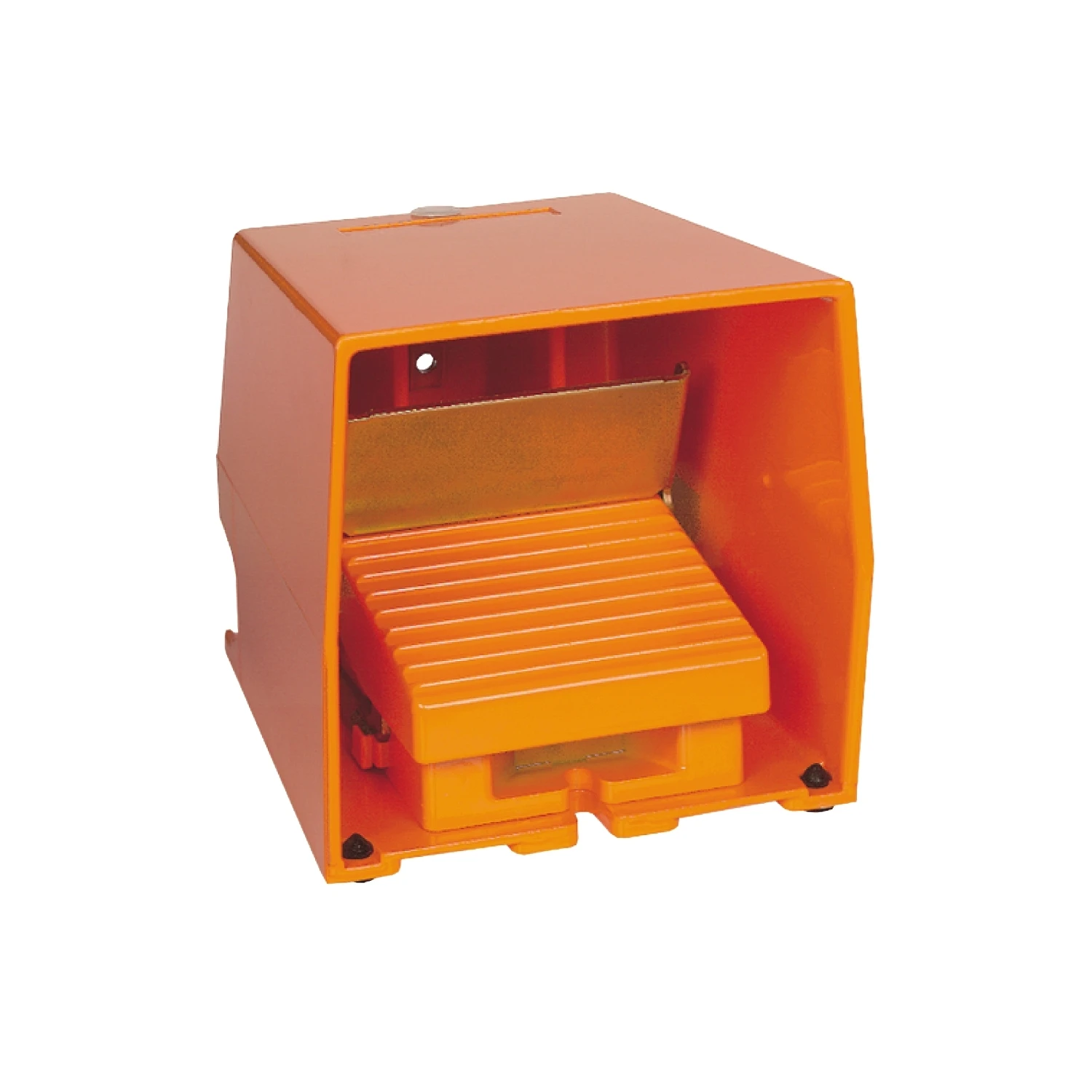 XPER510 Single foot switch, Harmony XPE, metal, orange, with cover, trigger mechanism, 1 step, 1 contact 1NC+NO