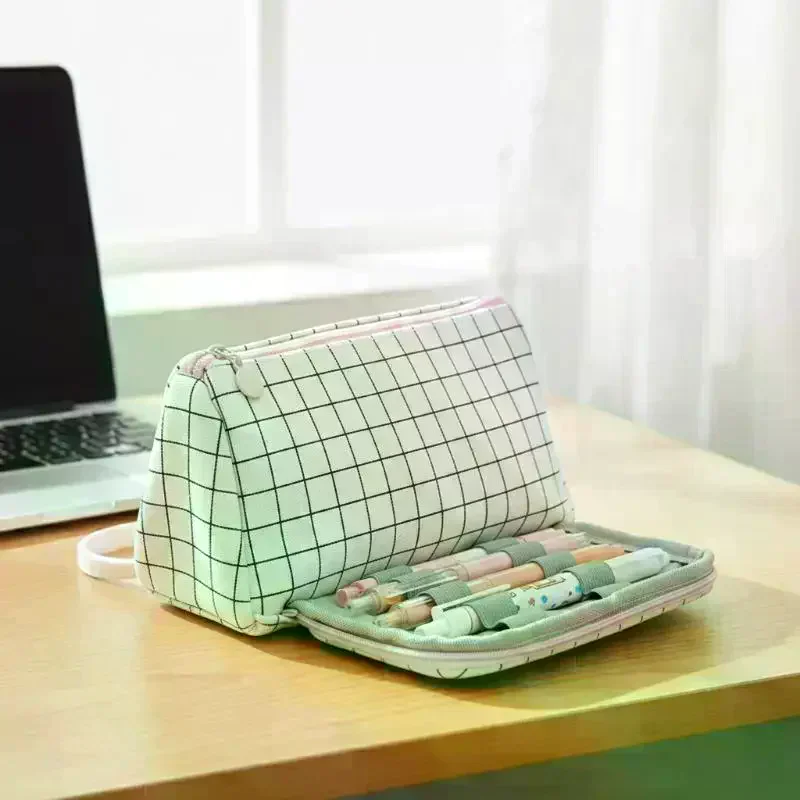Large Triangle Pencil Bag Spacious Organizer Kawaii Style papelería For School Student Office Supplies