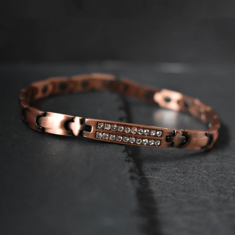 Magnetic Therapy Arthritis Pain Relief Bracelets for Women Men Magnetic Pure Copper Health Bracelet with Crystal