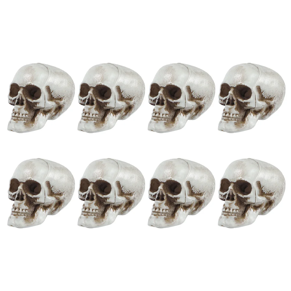 

8 Pcs Mini Skull Decorative Fake Fireplace Skulls Halloween Spooky Props Accessories Man