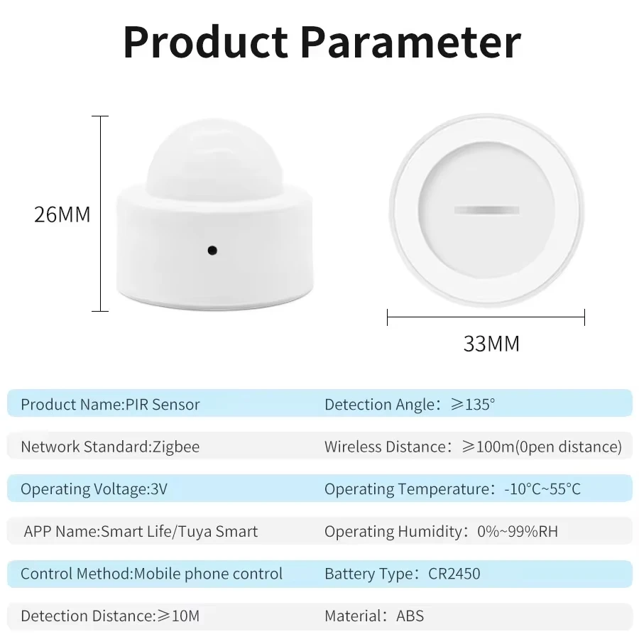 Zigbee funktioniert mit Tuya PIR-Bewegungssensor, Infrarotdetektor, Mini-Smart-Menschenkörpersensor, Fernbedienung, Alarm, Alexa, Smart Life App. – Detail 6