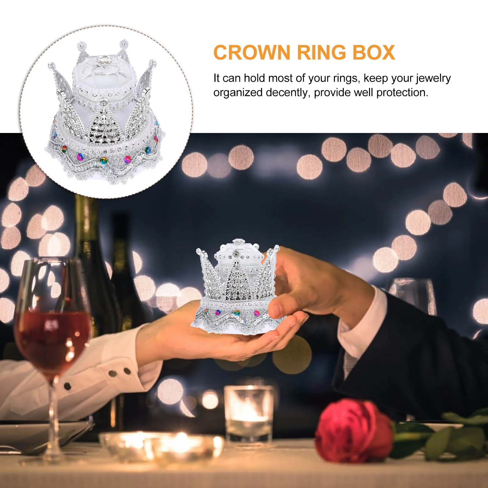 

Crown Ring Box Golden 5980 Wedding Ring Holder for Bridal Shower Engagement Gift Boxes Jewelry Display Case