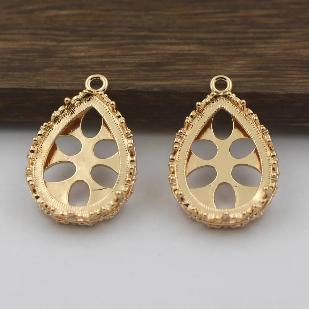 30pcs DIY Findings Accessories Open Back Pendant Strong Crown Bezel Base Setting fit 10x14 18x25mm Drop Teardrop Cameo Cabochon