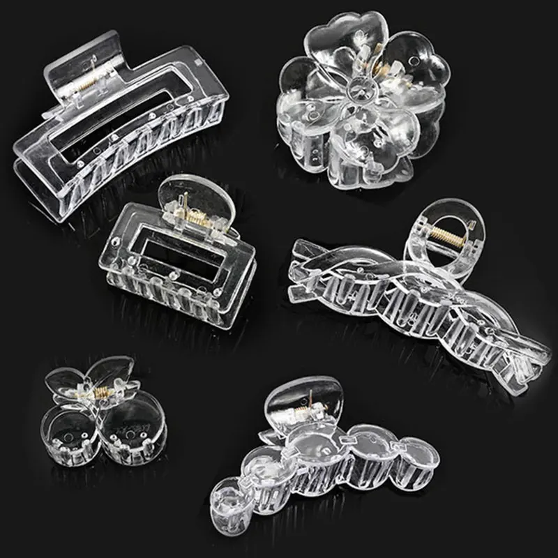 5pcs Transparent Hair Claw Crab Acrylic Tough Claw Clip Women Girls Hair Clamps Hair Clips Barrettes Hair Accessories Headwear