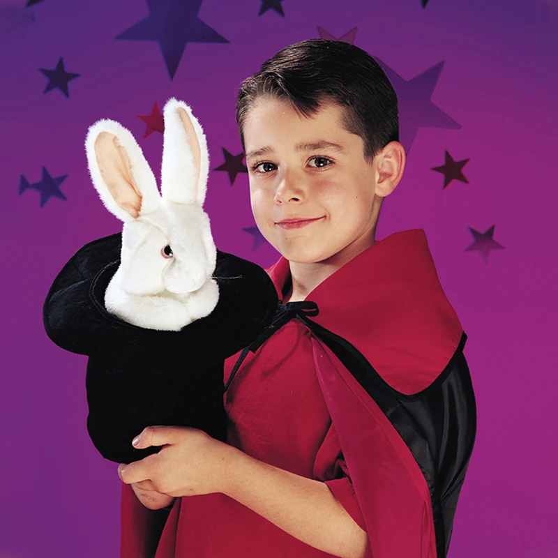 

Мягкая тканевая универсальная кукла-перчатка Folkmanis Eonal в виде белого кролика с волшебной шляпой, игрушка для раннего развития малышей