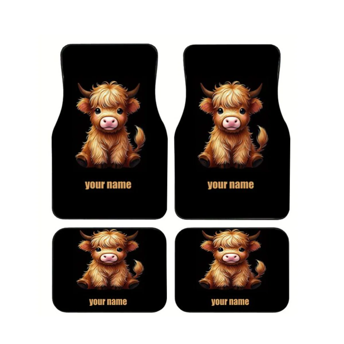 Cow Mat Rubber - Universal 4 Pcs Car Floor Mats