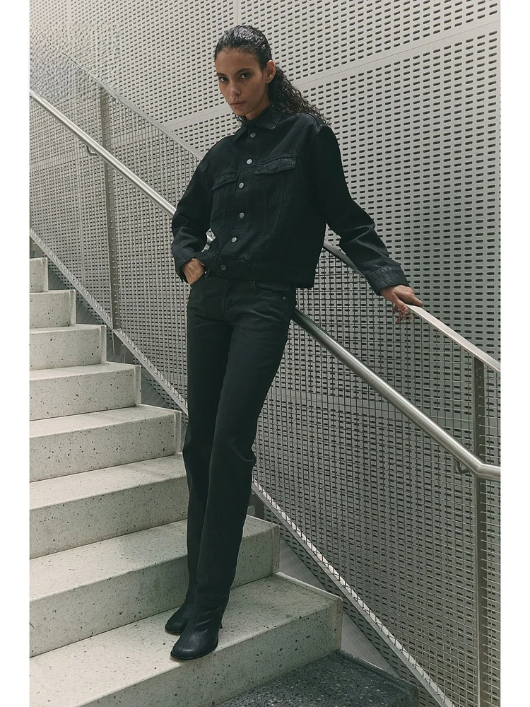 

Женские джинсы H&M Breadsti, прямые, облегающие, простые, из 100% хлопка, длинные брюки, черные, осенний сезон