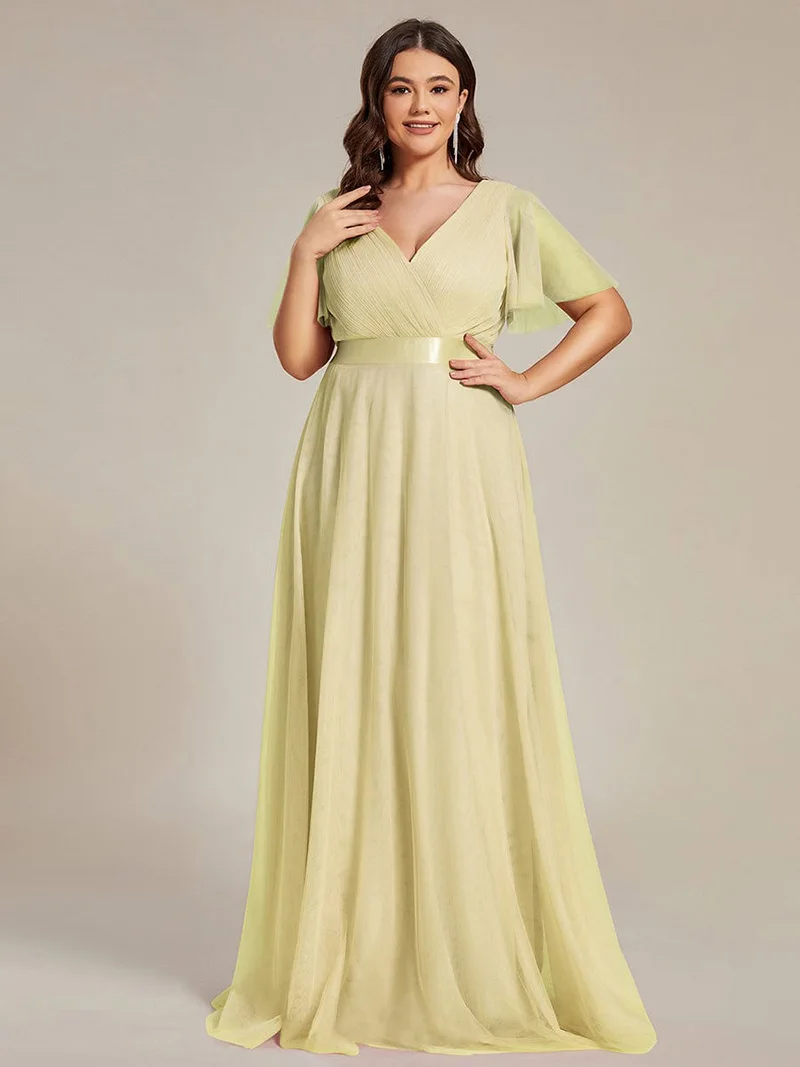 Lovedoris rosa Brautjungfer kleider Chiffon kurze Ärmel 2024 Hochzeits kleid V-Ausschnitt Abendkleid anpassen