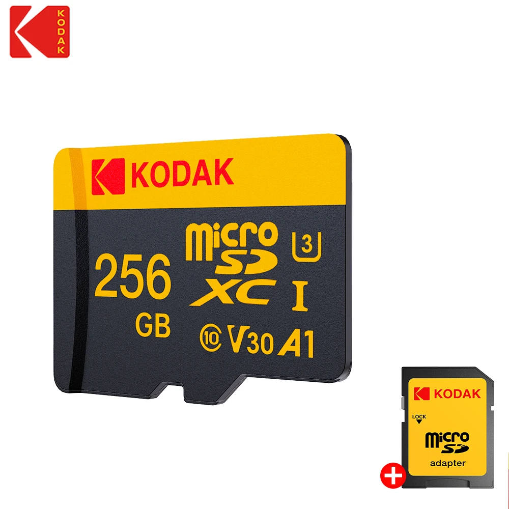 

Карта памяти KODAK Micro SD 256G до 100 МБ/с C10 U3 32G 64G 128G TF-карта 4K HD для USB-кардридер адаптер Microsd для камеры