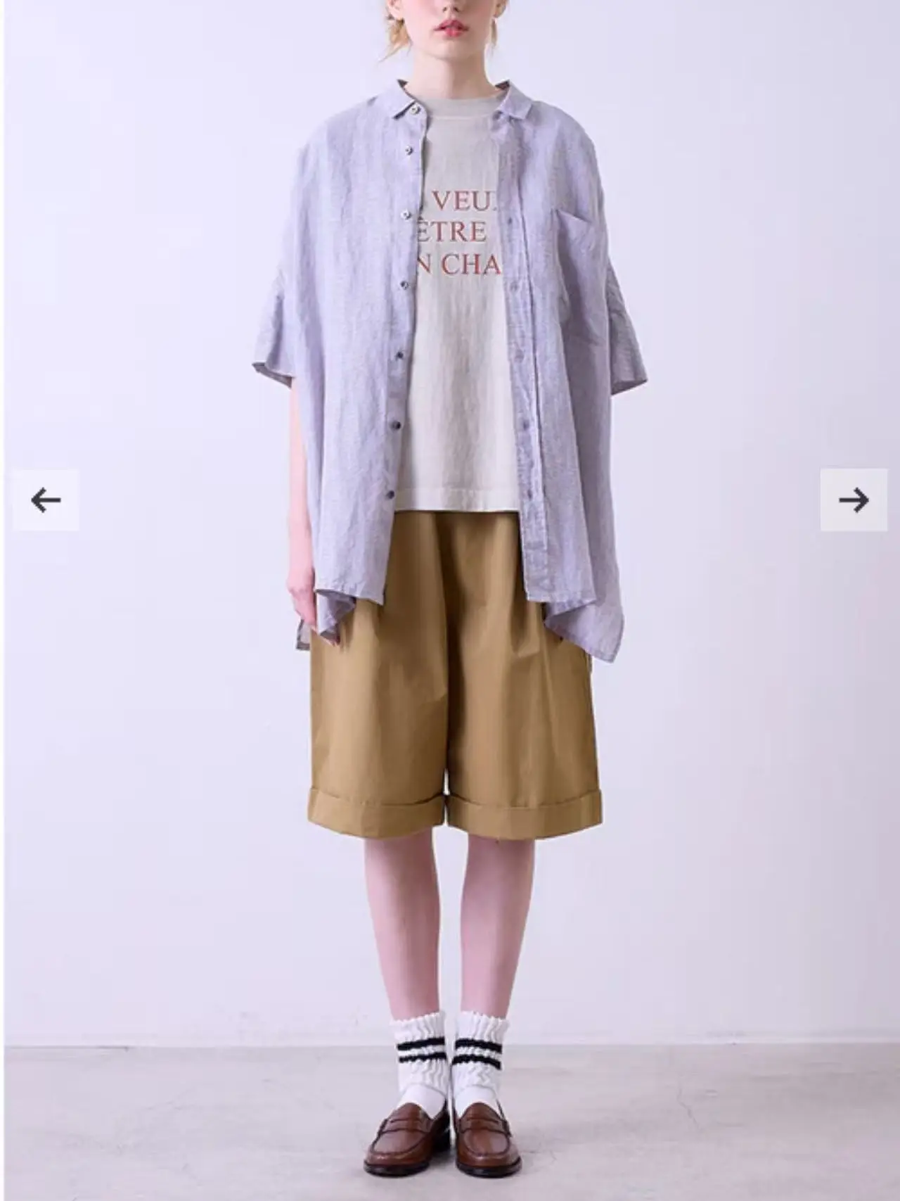 Minimalist Japanese Design Knee-Length Shorts High Waist Cotton Workwear Style Cuffed Loose Fit Casual Pants for Women