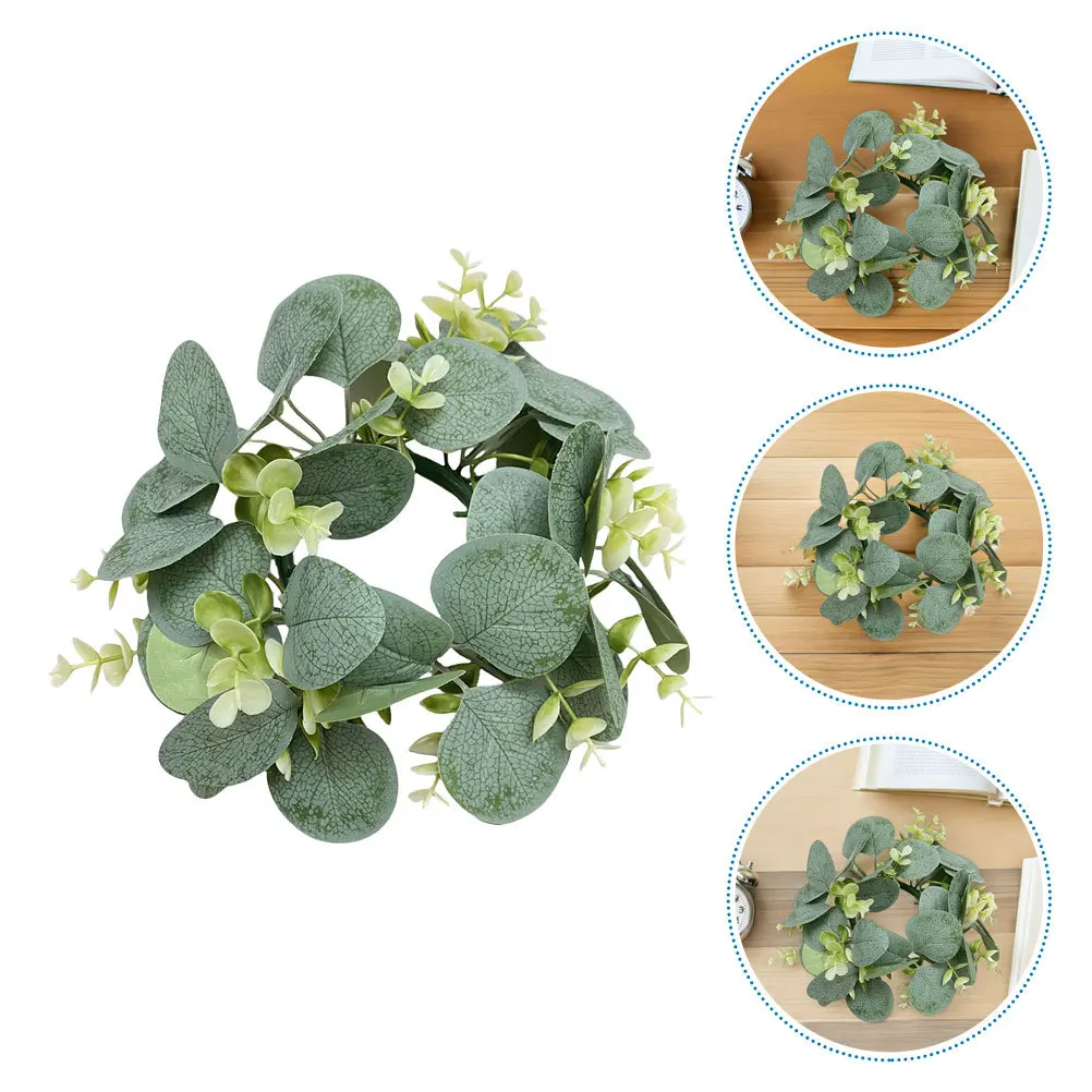 

2Pcs Artificial Eucalyptus Wreath Round Faux Green Leaves Wreath for Wedding Farmhouse Door Wall Window Hanging