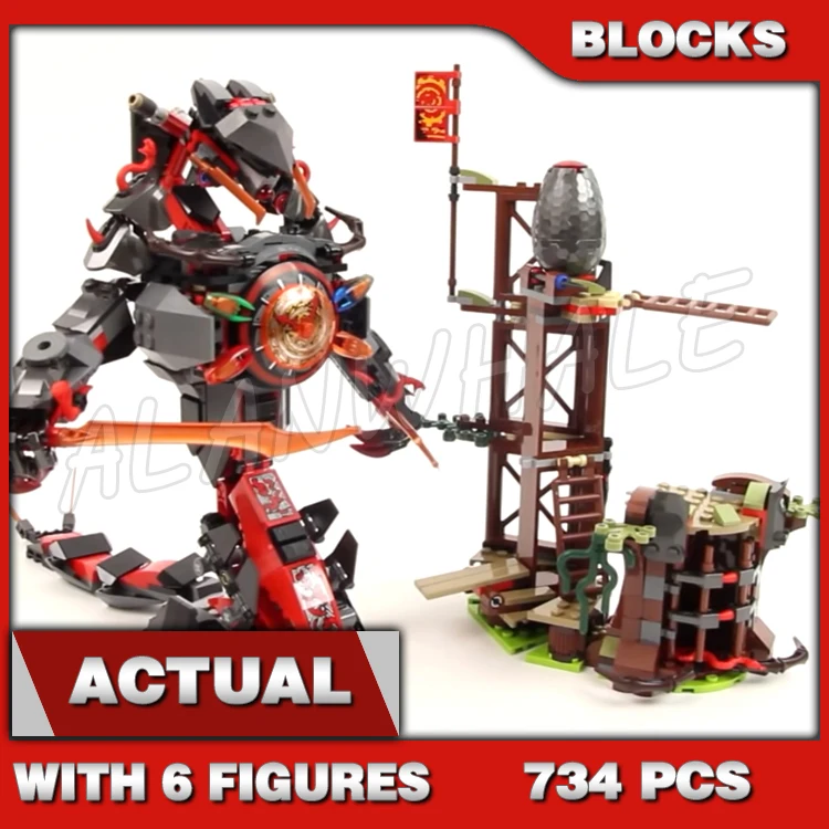 

734 шт. Shinobi Dawn of Iron Doom Sinister Snake Mech Swamp Fort Vermillion Egg 10583 Строительные блоки, игрушки, совместимые с моделью