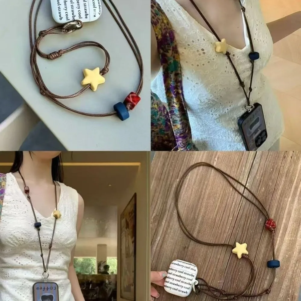 

Ретро-звезда, ремешок для наушников из бисера, ручная работа, анти-потерянный телефон, шейная цепочка, брелок для ключей «сделай сам», шнур, ремешок для телефона