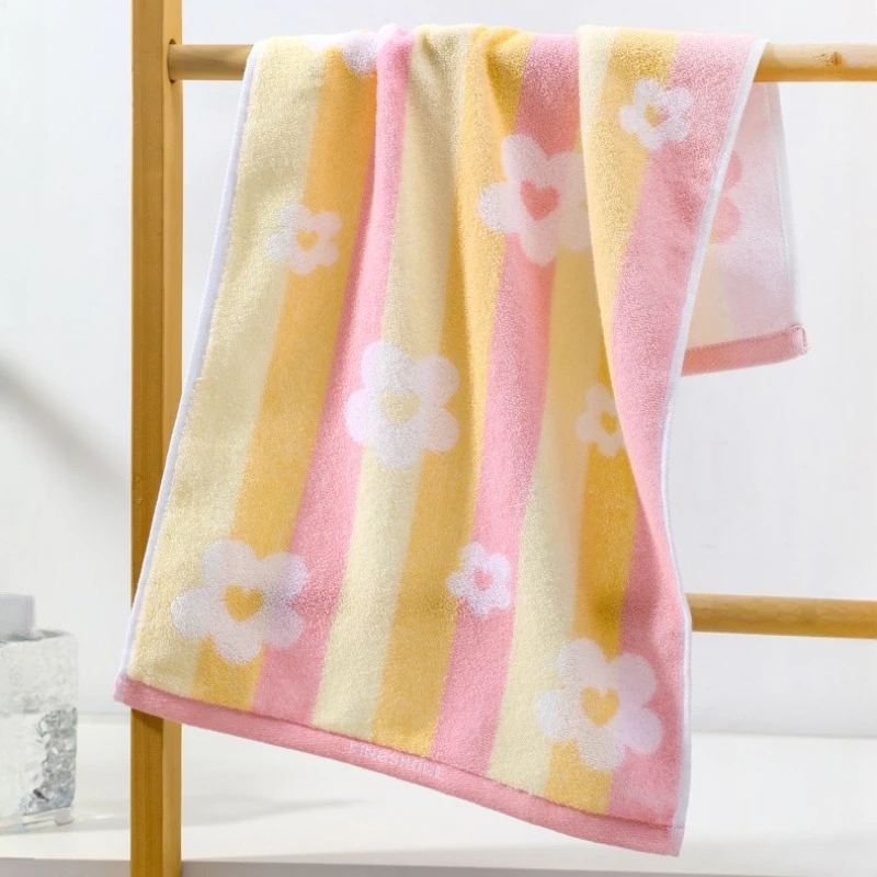 Household Cotton Flower Face Towel Adult Absorbent Soft and Non Shedding Hair Bathroom Shower Towel Wedding Gift Towel 5