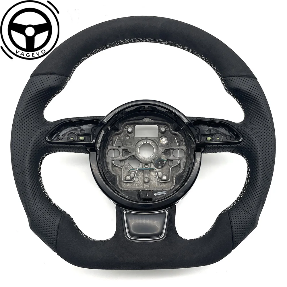 

For Audi A6 C7 Alcantara perforated leather white stitching steering wheel