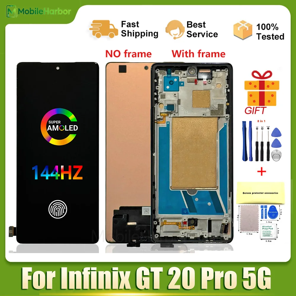 OEM AMOLED for Infinix GT 20 Pro 5G 144Hz Display Touch Screen Assembly for GT20 Pro X6871 Screen Pantalla With Frame