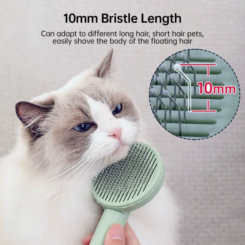 Self Cleaning Pet Grooming Slicker Brush for Cats And Dogs - Massage Round Tips Dematting Comb for Short And Long Hair