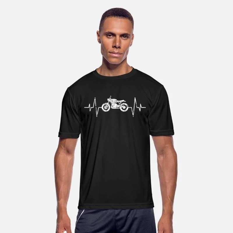 

motorcycle heartbeat Funny Gift t shirt for Cafe Racer Full Of Spee Graphic clothes 100% cotton printed tee All size Tops S-6XL