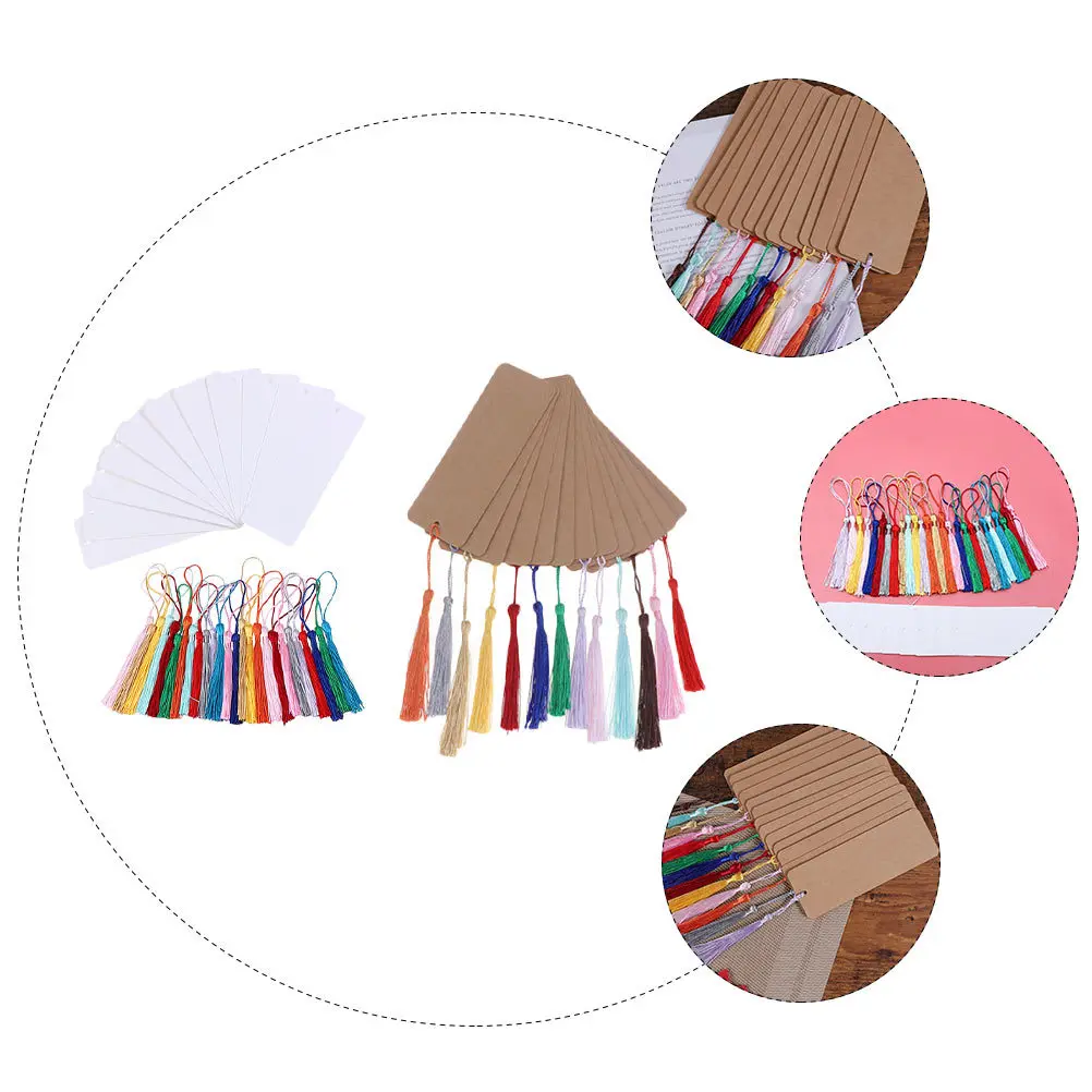 

2 Sets Blank Bookmark Vintage Books Decor with Tassel Simple Tassels Marks Bulk Delicate Polyester Diy