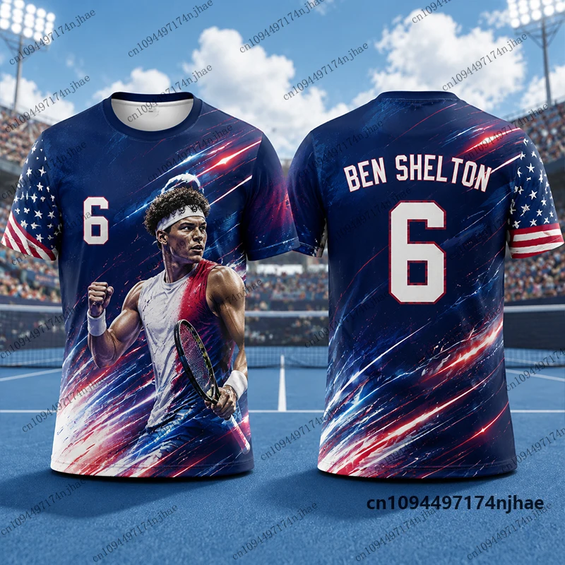 New 2026 Special America Fans No.6 Print Tennis Jersey For Men’s T-Shirt Summer Quick Dry Sports Tees Casual Kids/Adult Tops