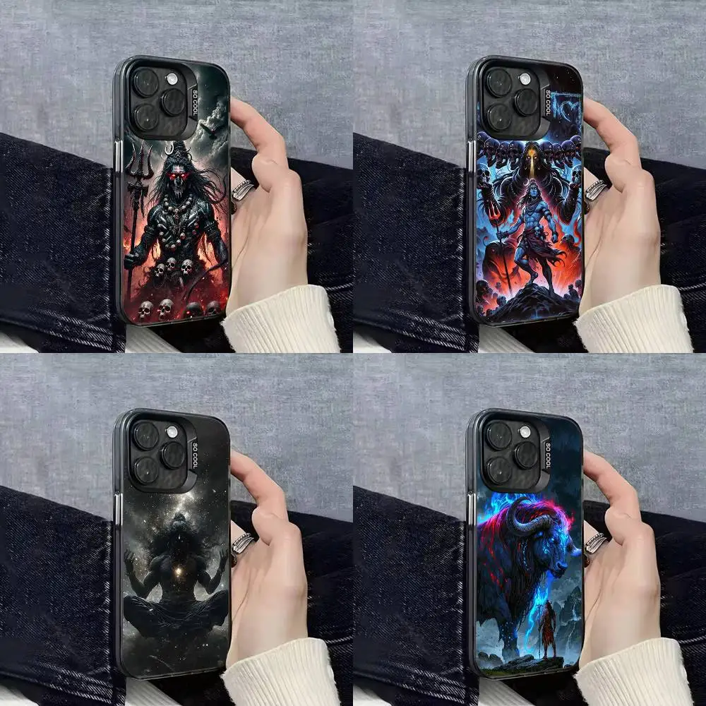 

Lord Shiva Mahadev India Cow God Phone Case For iPhone 16,15,14,13,12,11,Mini,Pro,E,SE4,XS,MAX Black Candy Matte Cover