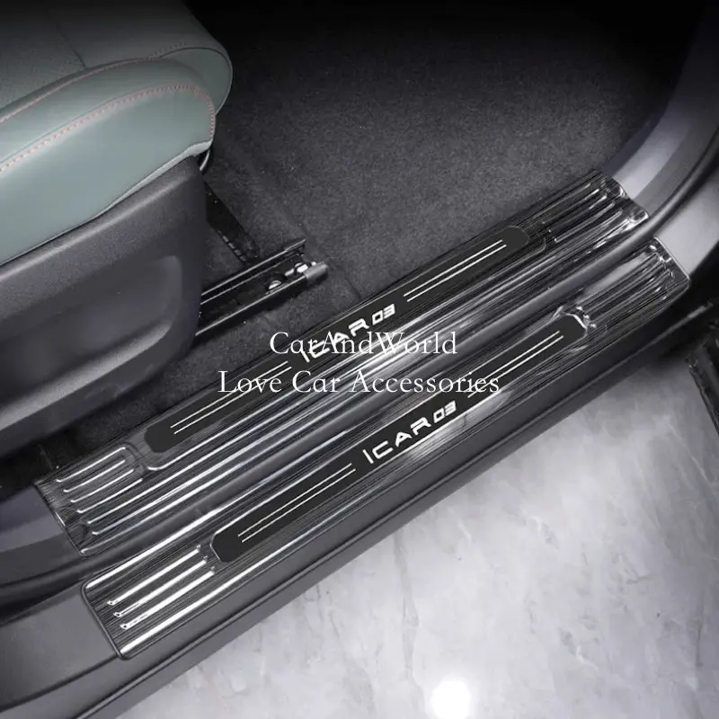 

Защитная Накладка на порог, из нержавеющей стали, защитная накладка на педаль для CHERY iCAR03 iCAR 03 2024-2025, автомобильные аксессуары