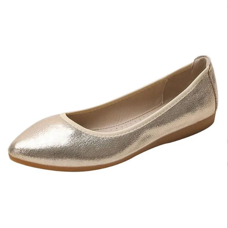 Women Flat Shoes Driving Shoe Pregnant Women Shoes Gold Silver Black Flats Solid Color Flats  Walking Shoes