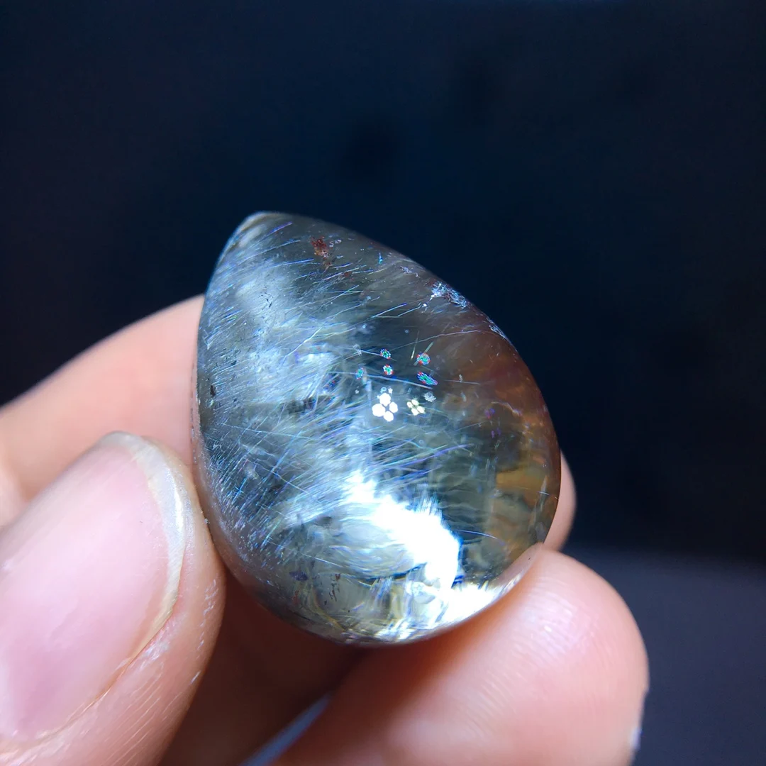 Natural Silver Brookite Platinum Rutilated Pendant 27.3/20.5mm Water Drop Women Men Bead Jewelry Fashion AAAAAA