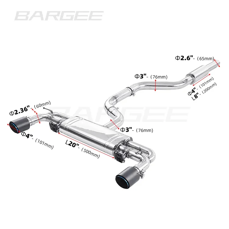 

Bargee factory direct sell golf 7 r catback for VW Golf MK7 MK8 & GTI EA888 2.0T 2014+ exhaust system catalytic converte