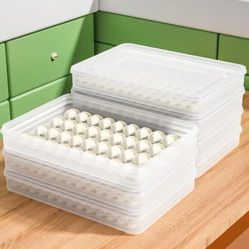 Caja Extra Grande para Dumplings, Contenedor de Almacenamiento para Congelador de Uso Doméstico, Apta para Alimentos, Estilo Chino, Color Puro, Organizador para Refrigerador