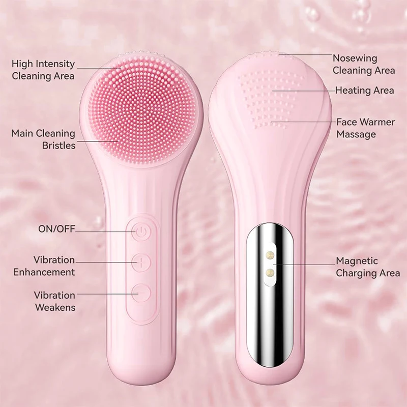 Brosse électrique de nettoyage du visage en Silicone, nettoyage en profondeur des pores, Vibration sonique, dissolvant de points noirs d'acné, nettoyeur de pores étanche
