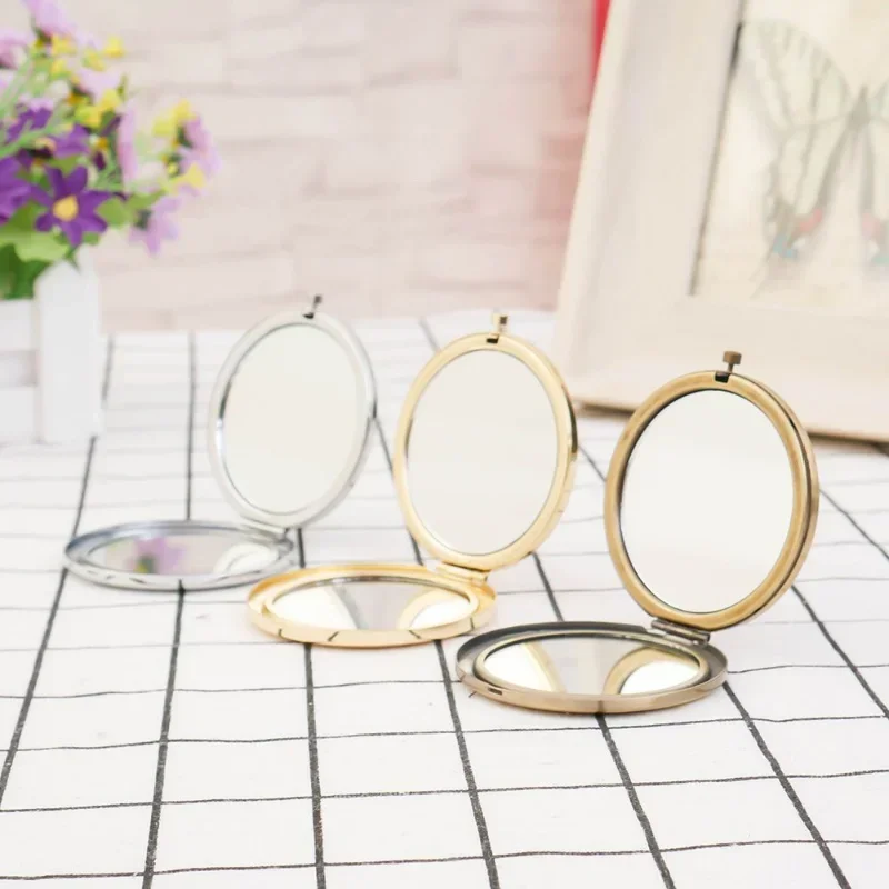 Portable Folding Mirror Mini Compact Stainless Steel Metal Makeup Cosmetic Pocket Mirror for Makeup Mirrors Beauty Accessories