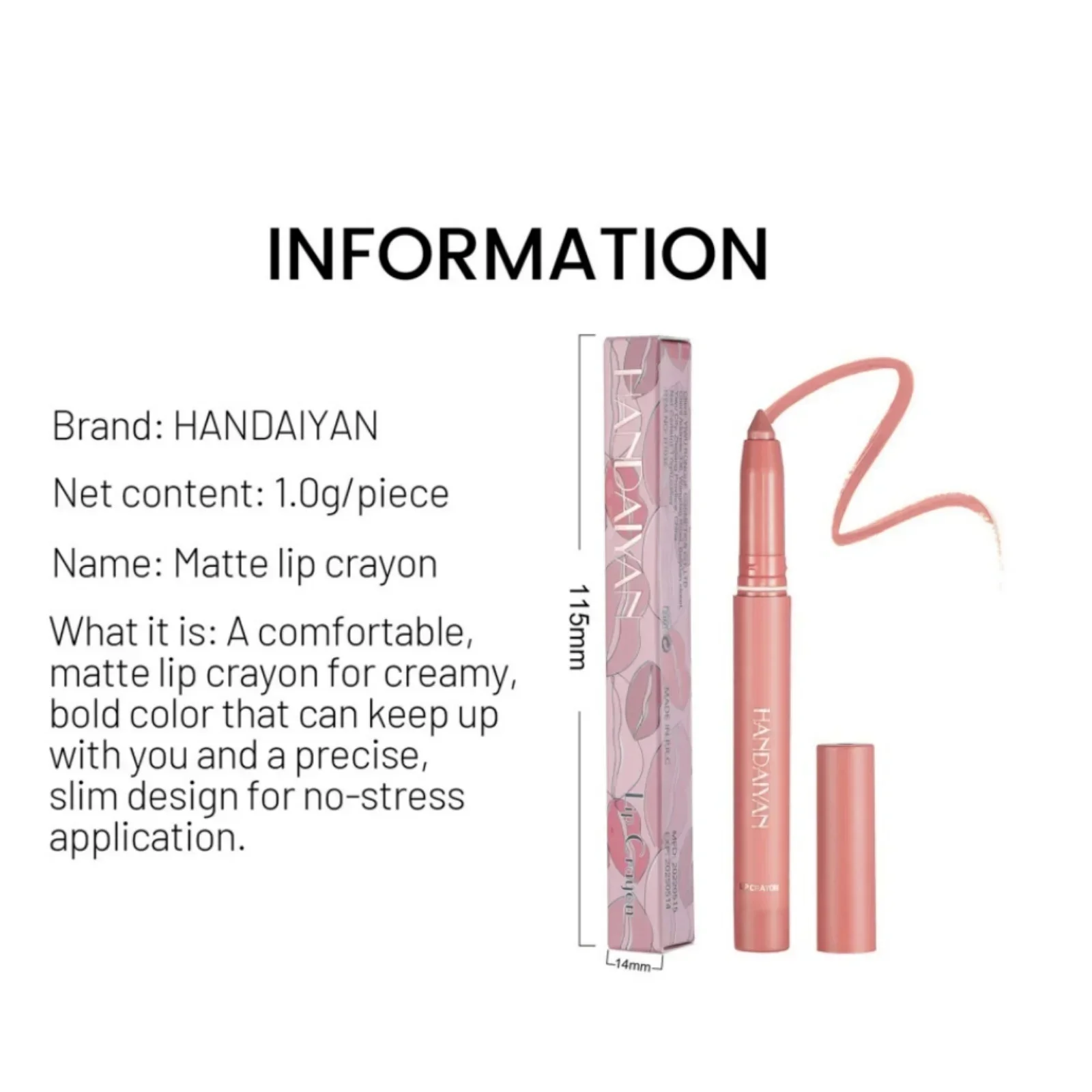 Nude Velvet Matte Lip Liner Wodoodporna, długotrwała, nieblaknąca damska kosmetyczna kredka do ust z wbudowaną temperówką