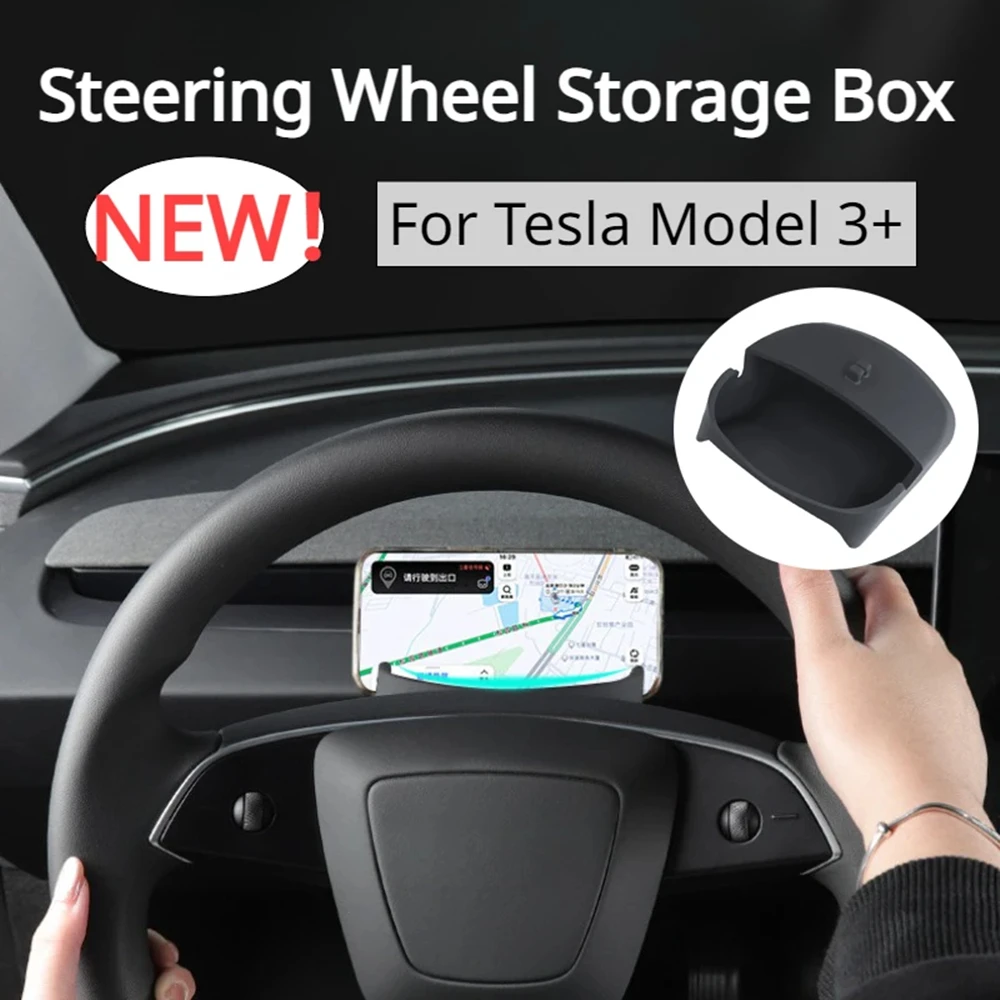 

Steering Wheel Storage Box for Tesla Model 3 Highland Silicone Mobile Phone Holder Glasses Storage New for Model 3+ Accessories