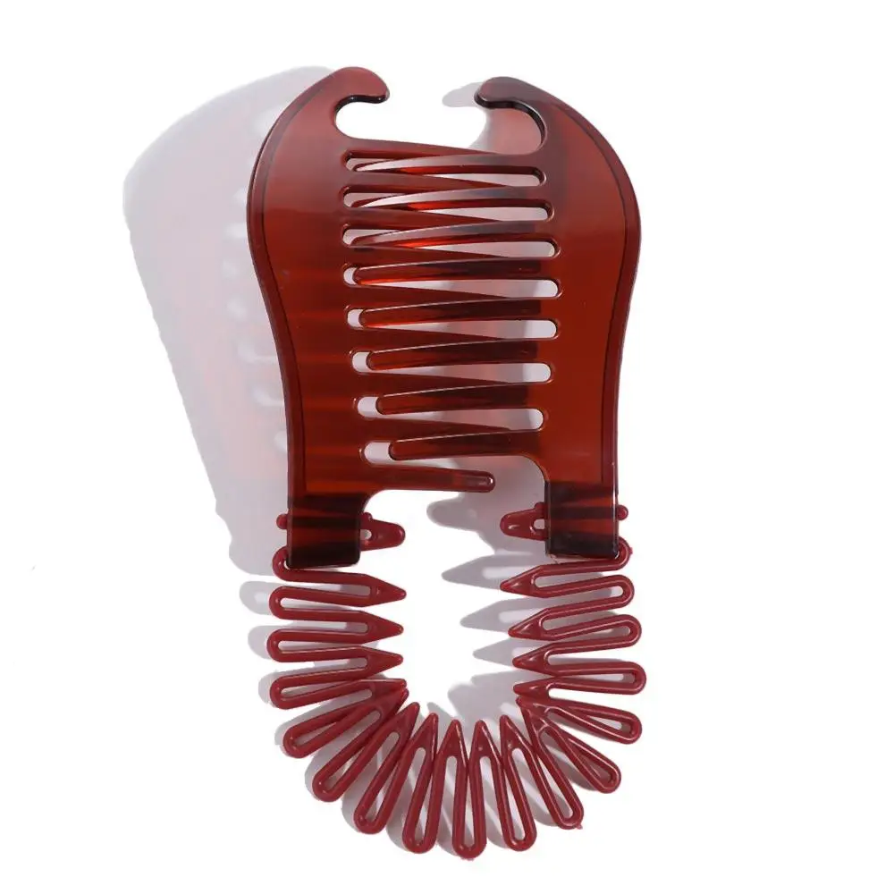 

Женская гибкая заколка-гребень для волос, черная/коричневая, в форме банана, для фиксации прически, модный аксессуар для волос