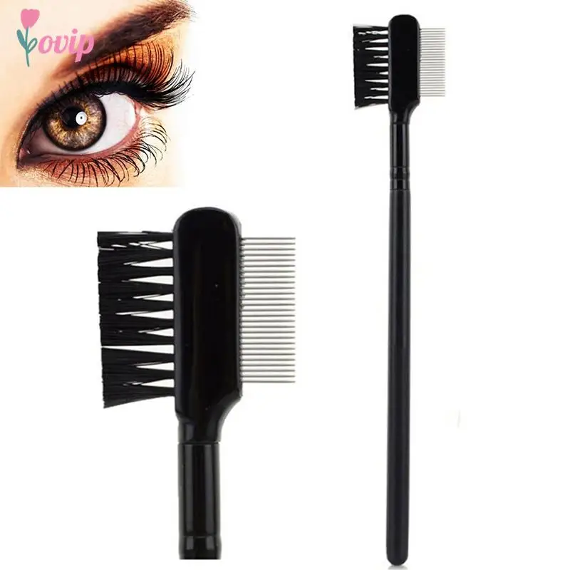 1PCS Black Double Head Eyelash Comb Lift Curl Eyelash Comb Lash Separator Mascara Profesional Brocha Colorete Beauty Makeup Tool